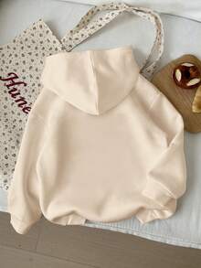 Áo nỉ có mũ họa tiết hoa dành cho bé gái tuổi teen, thoải mái, phù hợp cho mùa đông, mặc hàng ngày, hoạt động ngoài trời, phong cách ấm áp mùa thu đông, áo nỉ thời trang và ấm áp. - Màu Khaki - Xem 2