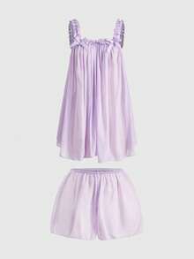 ROMWE Kawaii Babydoll rosa Chiffon Perspektive sexy Set, süßes Schulmädchen