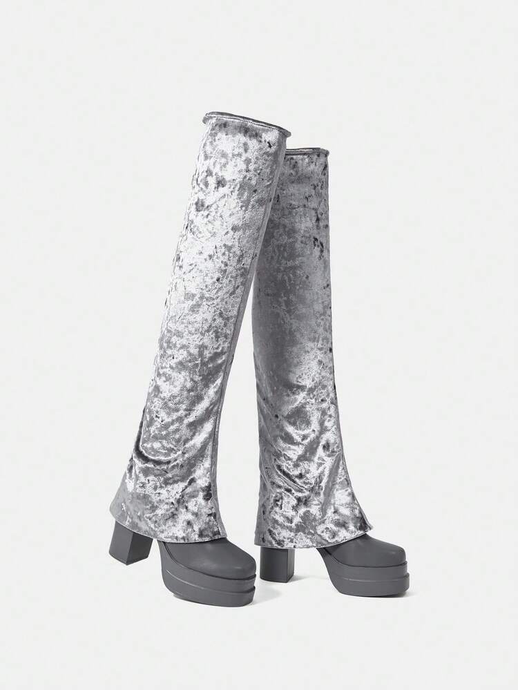 1 Pair Women's Thick Sole Fashionable Over-The-Knee Boots, Versatile For Daily Wear