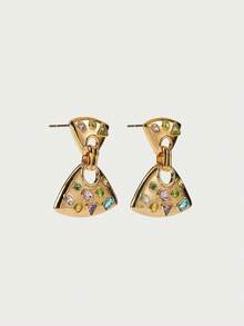 Glisma 18kWomen Dangle Earrings,Outfits,Gothic/Goth,Old Money,Beaded,Western Jewelry,Metallic/Texture,Gemstone,Fall/Autumn/Winter,For Mom/Women/Girl/Mother,Premium,Vintage,Cross - Yellow Gold - View 5