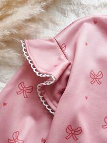 Vintaside Kids 女童春秋季圆领长袖简约时尚连帽衫搭配休闲时尚紧身裤套装，适合露营、度假或温和天气下的日常休闲穿着 - 珊瑚粉 - 查看 4