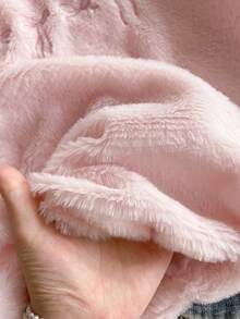 Teen GirlSweatshirt, Pink Long Sleeve With Furry Shoulders, Bow Accents On Neckline And Chest, Fashion Casual Versatile, Suitable For Autumn/Winter Outings And Commuting, Can Be Paired With Jeans Or Sweatpants - Pink - View 5