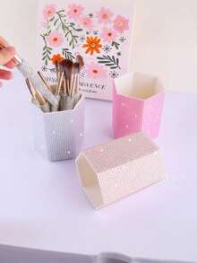1PC Rhinestone Makeup Box Sparkling Diamond Decor Desktop Organizer Multifunctional Cosmetic Storage Case For Women Girls Birthday Gift Christmas Home Vanity Decor - Multicolor - View 2