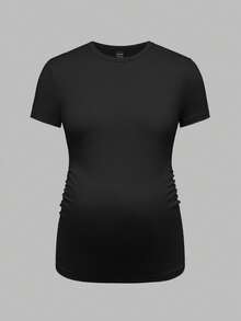 Modmama Maternity Summer City Leisure Round Neck Short Sleeve Solid Color Slim Multi-Color Pregnancy T-Shirt
