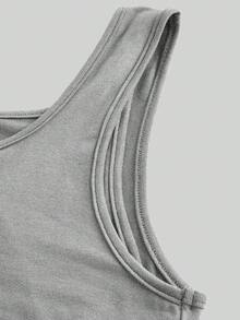 Modmama Maternity Solid Color Square Neck Nursing Camisole Vest - Grey - View 5