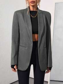 Aveloria Modichic Solid Color Fashionable Commuting OL Office Lady Design Suit Blazer  Fall Cloth For Women - Grey - View 5