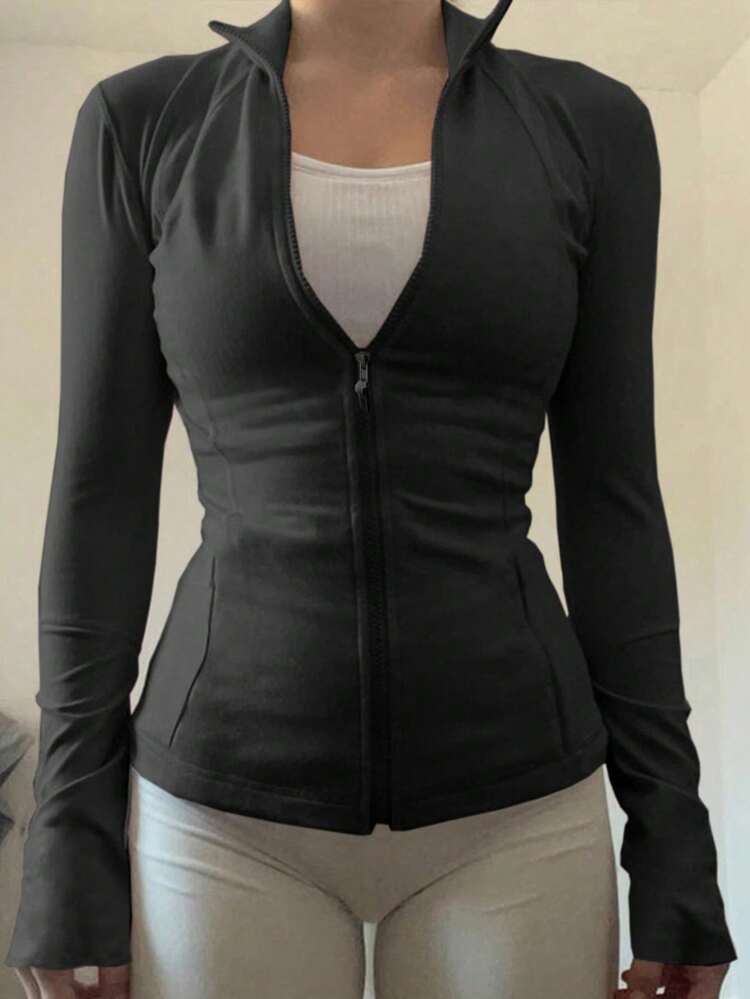 Women's Regular Fit Casual Sport Zip-Up Bomber Jacket, Spring,Fall Women Clothes Women Coats
