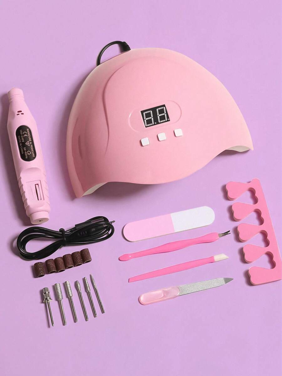 Teckwe XL UV LED Light For Gel Nails Manicure Set, Nail Art Decorations Manicure Tools DIY Salon Home Gifts - Pink - View 1