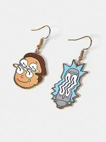 Rick and Morty X SHEIN Hoa tai nữ dạng lủng lẳng - Vàng - Xem 4