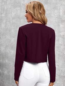 SHEIN Clasi Áo khoác crop top hở trước trơn đơn giản thời trang dành cho nữ - Màu Tím - Xem 2