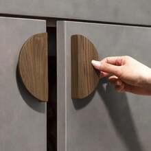 1pc Modern Simple Wooden Furniture Cabinet Drawer Pull Handle, Oak Or Walnut Wood - Multicolor - View 13