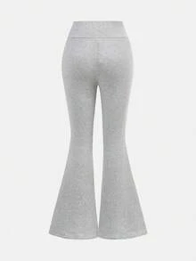 Girlism 纯色休闲少女裤装套装 - 灰色 - 查看 6