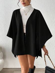 SHEIN PETITE Fashionable Casual Versatile Cover Up Style Overcoat For Women, Autumn/Winter