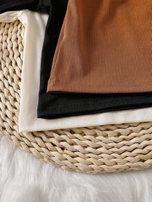 SHEIN 3件套女婴时尚高领针织内衣套装