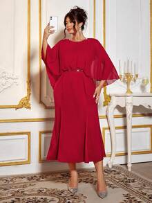 Cravure 女士优雅精致的秋季大码连衣裙采用编织工艺