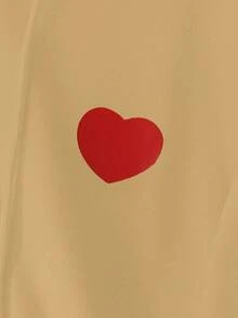 GlowEve 女士心形图案抽绳落肩长袖宽松卫衣 - 駝色 - 查看 3