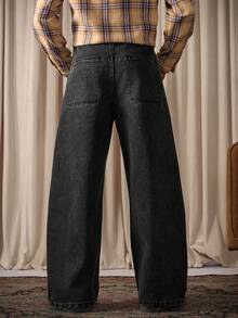 RivetRise 男士休闲宽松喇叭裤黑色牛仔裤 - 黑色 - 查看 2