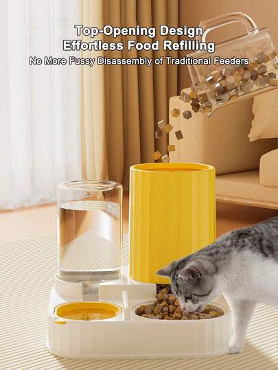 PETSIN 1 Automatic Cat Feeder, Dog Bowl, Pet Bowl, Cat Bowl 2-In-1 Water Dispenser, Cat Bowl, Pet Supplies