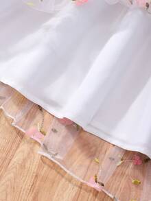 SHEIN Sparklyn Tween Girls Cute & Sweet Mesh Embroidered Camisole Dress