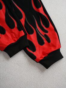 Transformers X SHEIN Quần nỉ dài họa tiết ngọn lửa và robot cho bé trai tuổi mới lớn cạp chun màu đen - màu đen - Xem 4