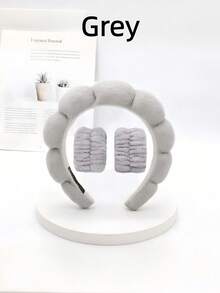 1PC Face Washing Headband Wristband Set For Women Skin Care Makeup Bubble Headband Teen Girl Gift Spa Self Care Facial Tools Beauty Skincare Cleansing - Multicolor - View 7