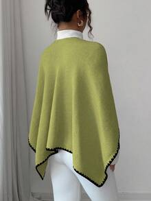 Elenzga Áo len cardigan dáng rộng cổ xẻ thời trang thu đông mới cho nữ, nhẹ, sang trọng, thường ngày - màu xanh lá - Xem 2