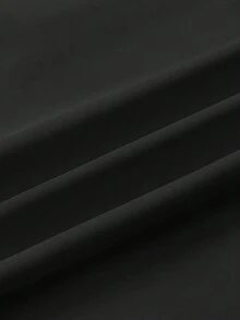 INAWLY Plus Size Solid Color Button Front Long Sleeve Casual Shirt - Black - View 5