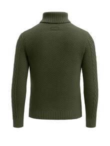 Jacob Cable Men's 1/4 Zip Knitted Jumper Green - Green - View 5
