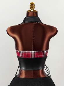 Amplova Maiouri de vară pentru femei, mărime plus, cu fermoar frontal, fără spate, cu halter, punk, rock, gotic, vară, gotic, negru, cowgirl, Y2K - Negru - Vizualizare 7