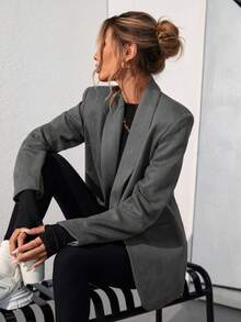 Aveloria Modichic Solid Color Fashionable Commuting OL Office Lady Design Suit Blazer  Fall Cloth For Women - Grey - View 3