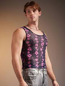 FeverCity 男士印花圆领背心，夏季时尚 - 彩色 - 查看 5