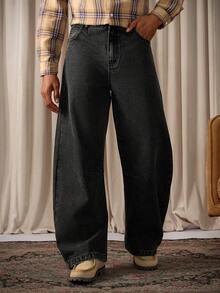 RivetRise 男士休闲宽松喇叭裤黑色牛仔裤 - 黑色 - 查看 5