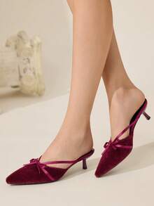 CUCCOO CHICEST Scarpe con tacco a punta eleganti e retrò in velluto viola, con fiocco, cinturino incrociato e tacco a rocchetto, adatte per occasioni formali, feste, pomeriggi del tè, appuntamenti, Ognissanti - Fucsia - Visualizzare 7