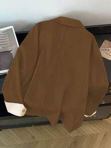 GlowEve CURVE 大码女式畅销纯色翻领长袖通勤西装外套，优雅金属纽扣设计百搭女士秋冬外套