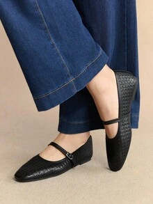 Rosivie 女式圆头复古芭蕾风格黑白撞色玛丽珍高跟鞋，休闲春季穿搭 - 黑色 - 查看 9