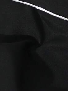 SHEIN ChillGRL 两件套少女休闲拼接设计T恤上衣+工装裤套装，适合日常休闲、外出、街头风格，女童套装，79星印花白色T恤+黑色针织裤 - 黑色 - 查看 7
