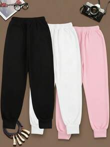 Pantalones deportivos casuales de mujer estilo americano con estampado de letras, cintura alta, holgados, tobilleros, para primavera y otoño, uso diario - Multicolor 2 - Ver 2