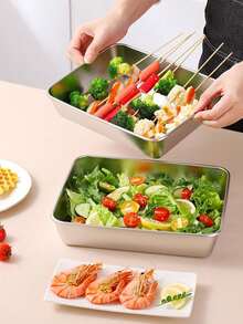 3件套不锈钢长方形食品储物盒带盖 - 可用于备餐、沙拉、甜点、腌制食品 - 多功能厨房收纳盒 - 彩色 - 查看 4