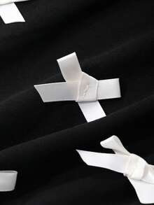 DAZY 2 Stücke/Set Süßes Outfit für Kleine Mädchen mit Schleifendekor, bestehend aus schlankem Kurzarm T-Shirt + Tüllrock, Herbst - Schwarz - Übersicht 6