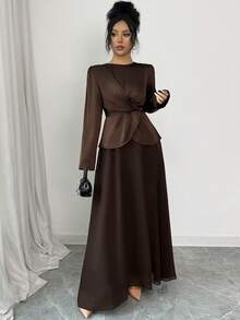 SHEIN Elenzya Vestido elegante de festa em cor sólida com cintura torcida