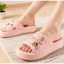 Chanclas /pantuflas de Moda Mujer con Plataforma Alta para Aumentar Estatura, Sandalias Unisex de Hebilla de Una Pieza para Exterior e Interior, Suela Antideslizante - 8756-Rosa - Ver 2