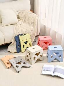 1 pieza Taburete plegable ultraligero y ajustable, antideslizante, de fácil almacenamiento, con diseño compacto y de pequeña huella, en colores surtidos, para usar en el hogar, la cocina, el baño, la pesca, actividades al aire todo el año, de uso múltiple. - Beis - Ver 1