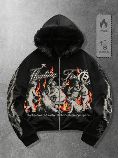 Street Life Men's Autumn/Winter Gothic Sweatshirt Hoodie With Fur Collar