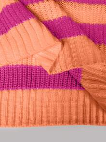 SoleilVie Striped Pattern Drop Shoulder Sweater,Long Sleeve Tops Knit Pullover Fall Winter Outfit