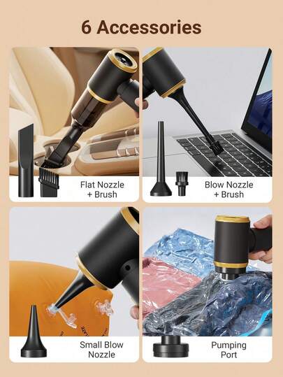 Teckwe This Car Stofzuiger Cleaner Set Includes 6000PA Accessories. Powerful Wireless Is Cars Homes, Strong Suction Protection Functions, Battery, High Power view 3