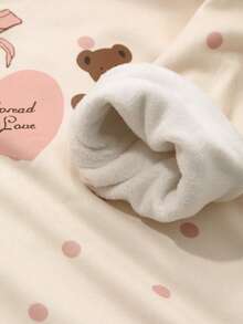 DAZY Set de 2 piezas de ropa de niña joven con cuello redondo y estampa de oso, ropa de niña joven para otoño - Beis - Ver 9