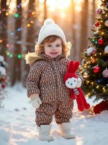 SHEIN 女婴可爱秋冬街头风保暖连帽羽绒服 - 彩色 - 查看 2