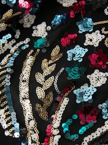 SHEIN Clasi Váy hở vai đính sequin dự tiệc sang trọng cỡ lớn - màu đen - Xem 9