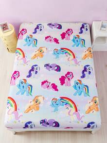My Little Pony X SHEIN 1件彩虹卡通印花床单，多种尺寸可选，适用于单人床/双人床/大号床/特大号床，舒适柔软，透气保暖，可机洗。图案包括：暮光闪闪/云宝黛西/碧琪/苹果嘉儿/柔柔/瑞瑞。 - 彩色 - 查看 5
