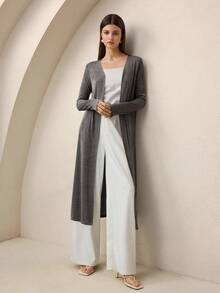 BizChic Women's Long Front Open Cardigan, Urban Chic Commuter Business Casual, Autumn/Winter